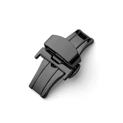 Fekete színű pillangózár bőr óraszíjra - nyomógombos