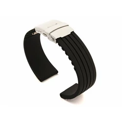 Óraszíj szilikon, pillangó csattal fekete