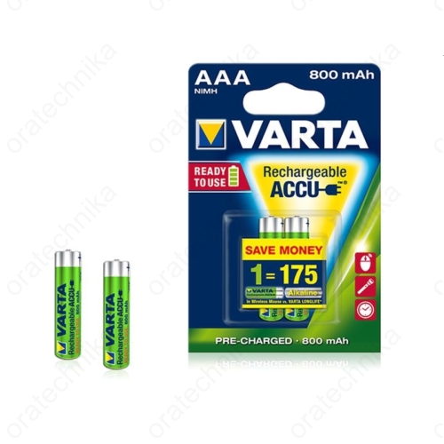 VARTA újratölthető akkumulátor, AAA méret, 800 mAh-es kapacitás 2db /csom.