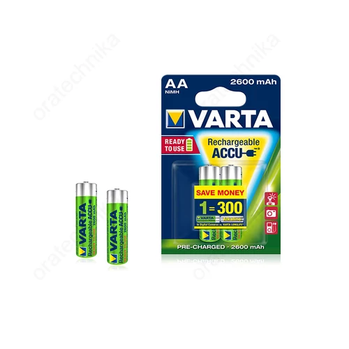 VARTA újratölthető akkumulátor, AA méret, 2600 mAh-es kapacitás 2db / csom.